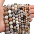 Natural Stone Bamboo Leaf Agate Loose Beads Semi-finished Round Beads Handmade DIY Jewelry Bracelet Necklace Making