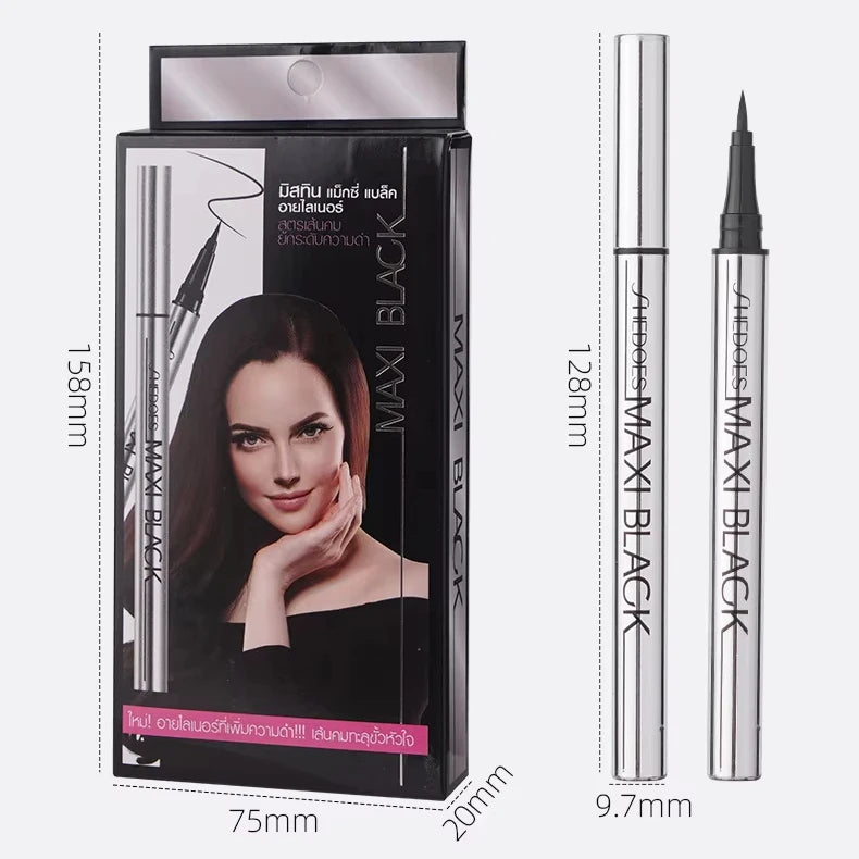 2024 Hot Selling Silver Tube Jet Black Eye Liner Ultra Fine Brush Eyeliner Liquid Maxi Black Eyeliner for Ladies