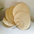 Factory Price Natural Palm Leaf Natural Raffia Fans Hand Fan Straw Hand Fan