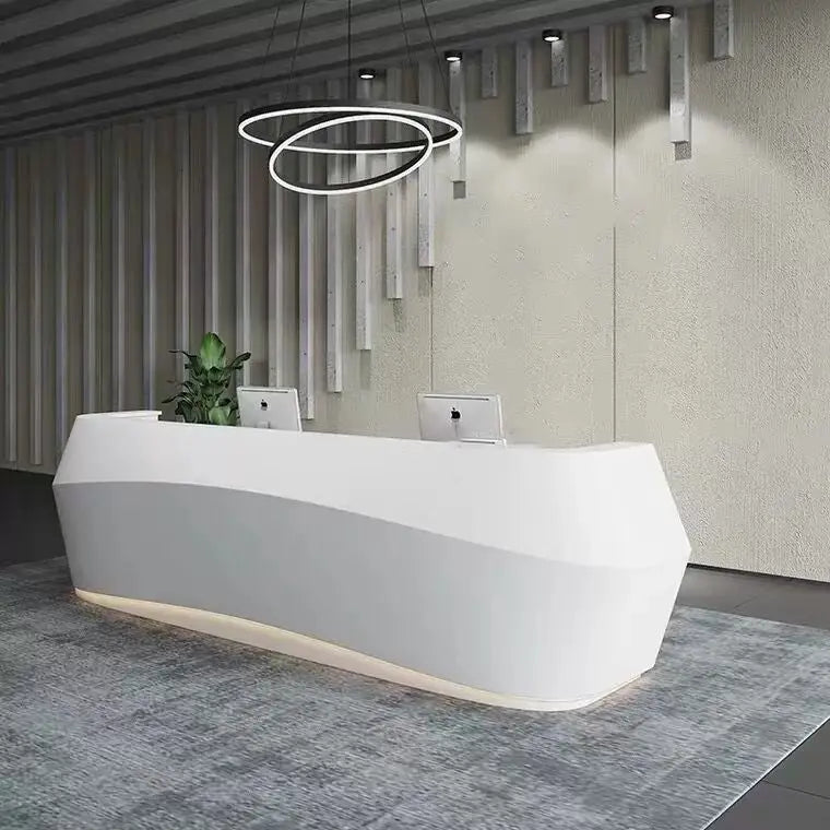 QTZ52 Modern Design Wooden Counter Reception White Office Reception Desk Corporate Front Desk