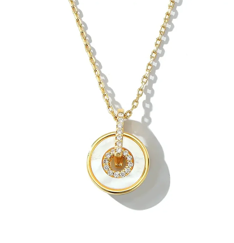 Personalized 925 Silver & 18K Gold Vermeil Romantic Freshwater Mother of Pearl & Lucky Knot Cross Chain Necklace for Women