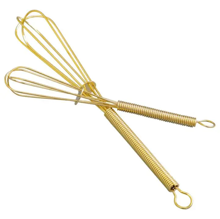 Best Selling 10cm 12cm 14cm   Stainless Steel Manual Egg Beaters Kitchen Tools Gold Color Mini Whisk with Fouet Inox