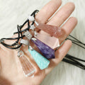 Hot Sale Natural Stone Strawberry Quartz Rose Quartz Amethyst Crystal Penduhum Necklace Pendant