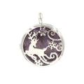 Silver Deer Gemstone Pendant for DIY Making Jewelry Necklace  Healing Chakra Quartz Round Circle  Animal Choker Jewelry
