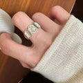 Fine Jewelry 925 Sterling Silver Open Adjustable Geometric Oval Band Rings