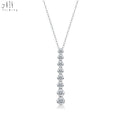 New Trendy Simple Handmade Elegant OL Fine Jewelry 18K Solid White Gold Real Natural Diamond Pendant Necklace For Woman's Girls