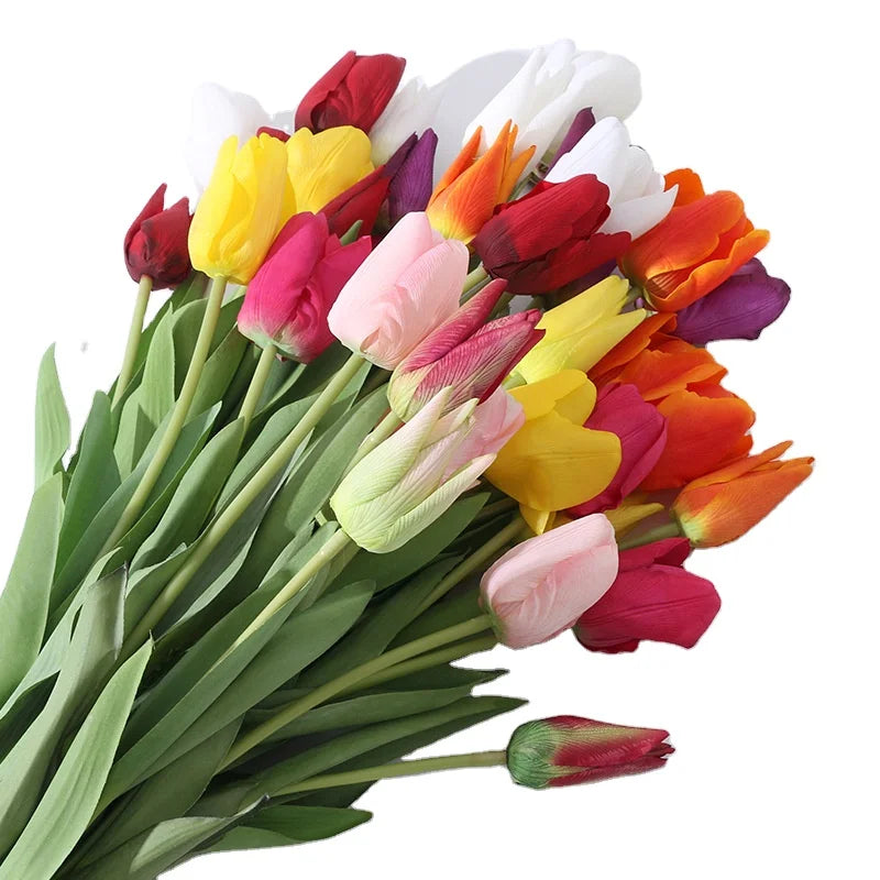 Real Touch Soft Latex 5 Heads PU Flower Tulip Artificial Tulip for Home Decoration
