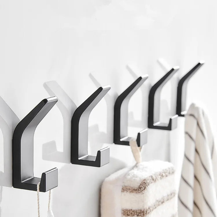 Stainless Steel No Drilling Waterproof Black Towel Hooks (2 Hooks) Eco-Friendly Multifunctional for Home Use