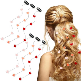 Hot Sale 6 Pcs DIY Cute Valentine's Day Acrylic Heart Bead Hair ClipHair Extensions Heart Hair Accessories for Girls