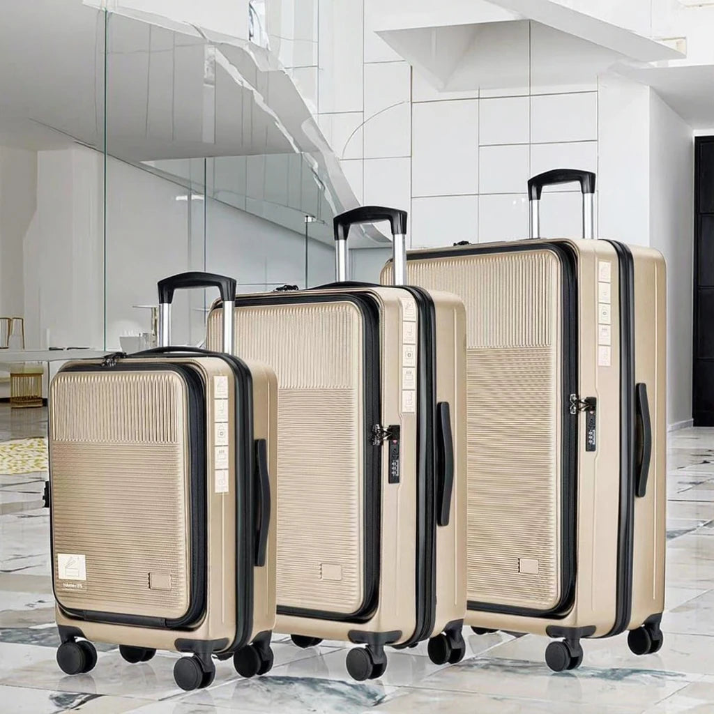 Hot Selling High Quality Business Style Aluminum Trolley Luggage ABS Material TSA Lock Front Pocket Direct Factory Supply