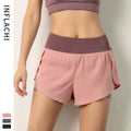 2024 High Waist Fitness Sports Shorts 2-in-1 Double Layer Elastic Closure Print Pattern Casual Yoga and Running Pants