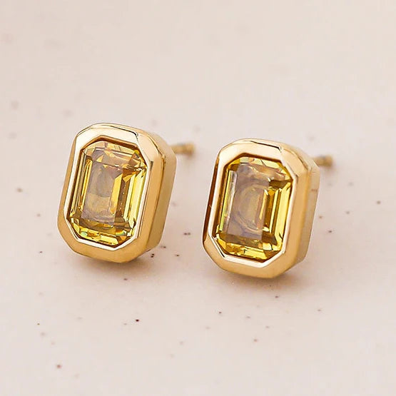 European and American Style Simple Earrings New Trendy Zircon Earrings Retro 18K Gold Plated High-end Earrings