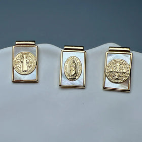 Wholesale Custom Sea Shell Charms Saint Benedict Guadalupe Cross Pendants Jewelry Making