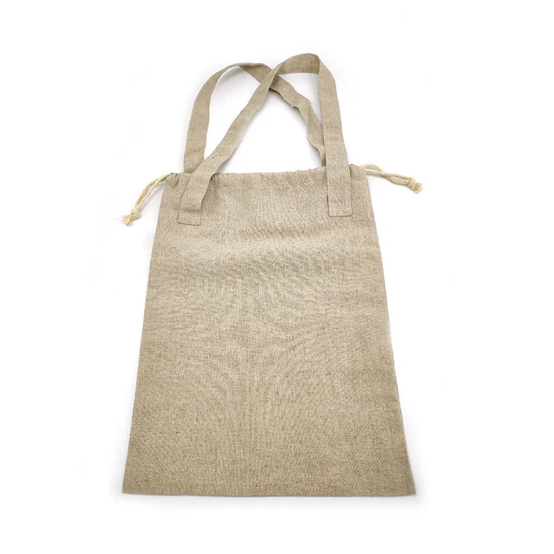 Customized Linen Bread Bags Muslin Storage Organizing Drawstring Bags for Shopping Laundry Grocery Vegetable Gift