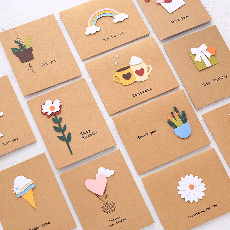 Creative Craft Mini Greeting Cards Handmade Colorful 3D Thank You Greeting Cards for Birthday Gift Card