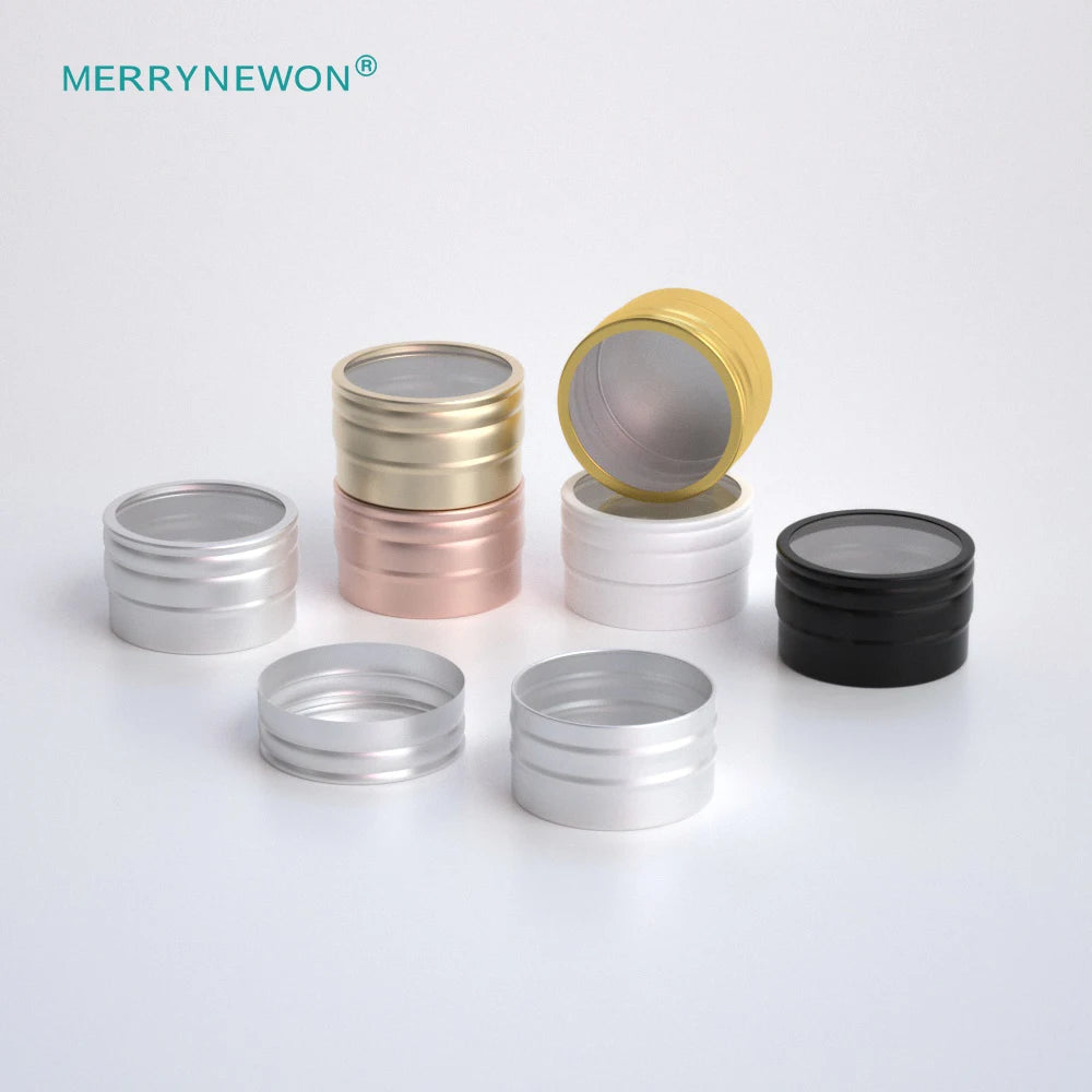 10g 10ml Mini Olives Oil Aluminum Tin Box Window Iridescent Candle Jar Lip Balm Slide Tin with Screw Lid Lip Balm Container