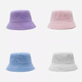 Solid  Custom Embroidery logo Terry Towel Bucket Hats Sun Protection Fisherman Hat