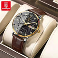 POEDAGAR 827 Made Watch Waterproof Top Brand Luxury Real Leather Casual Business Sport Quartz Luminous Wrist for Men