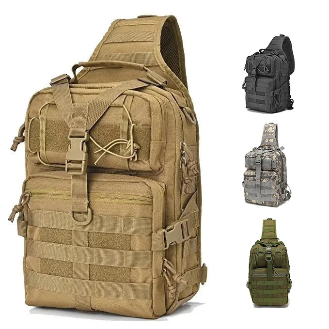SP27957 Tactical Messenger Chest Shoulder Sling Bag Saddle Bag Waterproof Camouflage Anti-Theft Zipper Closure Polyester Lining