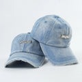 Custom 6Panel Metal Logo Unstructured Baseball Cap Distressed Washed Hat