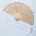 Personalized Carved Wood Bamboo Folding Fans Wedding Gifts for Guests with Organza Bag Stylish Party Decoration