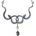 Medusa Snake Choker Necklace Double Snake Necklace Dark Jewelry Serpent Necklace with Crystal Pendant