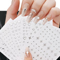 3D 8*10cm Moon Star Nail Art Stickers Metal Liquid Silver Cross Sliders Self-adhesive Starlight Nail Decals Manicure