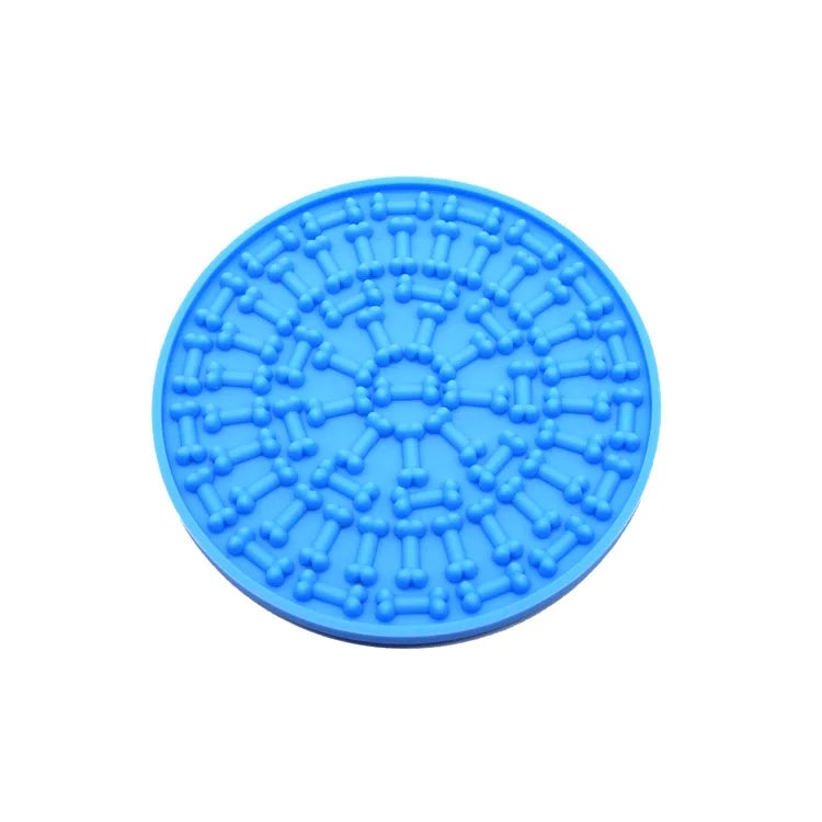 Small Round Silicone Pet Bowl Automatic Feeders for Dogs and Cats Slow Food Cushion in Bone Shape for All Animals