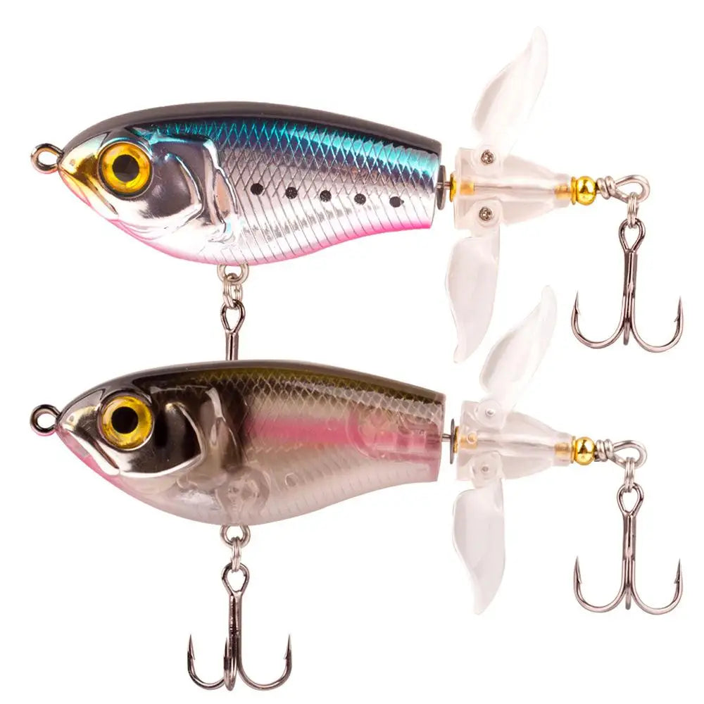 Popper Pencil Fishing Lures Topwater Hard Baits 65mm 9g Whopper Plopper Rotating Tail Lures Fishing for Bass Pike