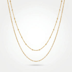 QIAOREN 11499 18K Gold Plated Double Layered Beaded Waist Chain Stainless Steel Tarnish Free Waterproof