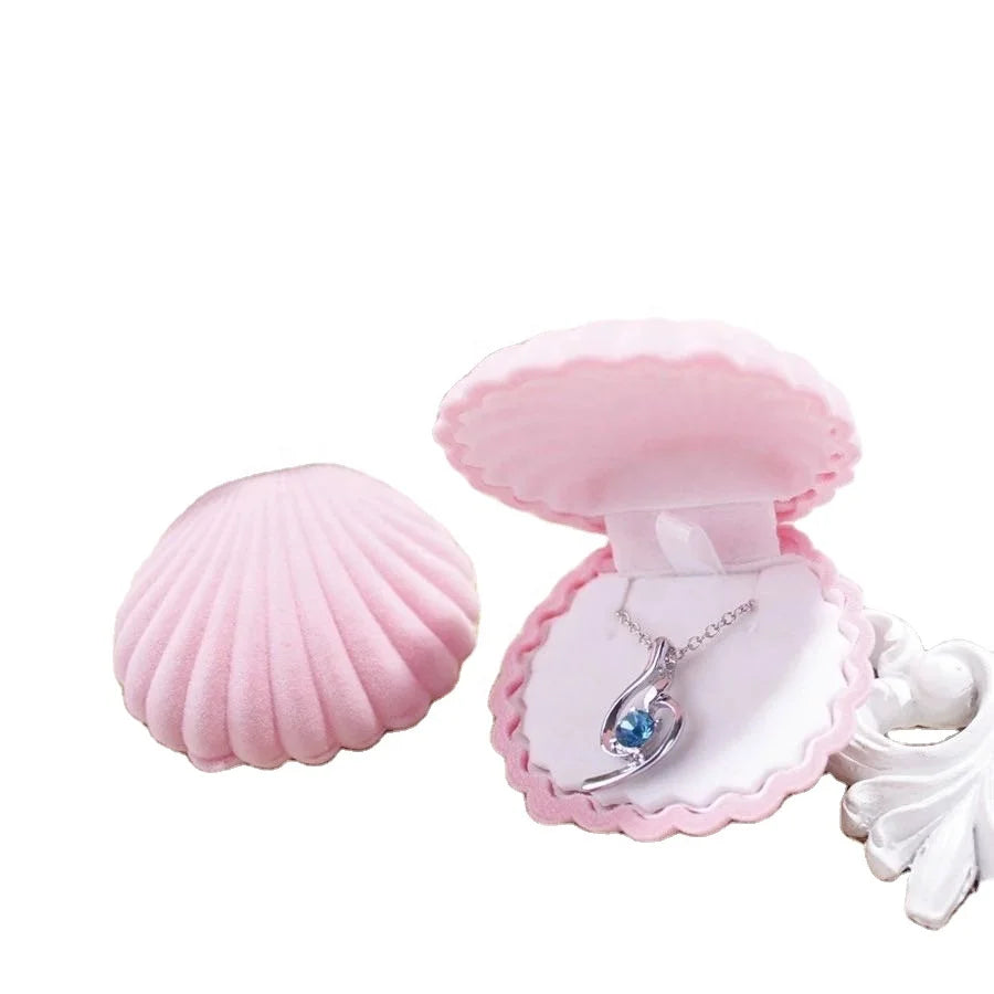 Luxury Necklace Box Custom Logo  Printed Jewelry Shell Boxes Set Pink White Velvet Boxes Item Inside