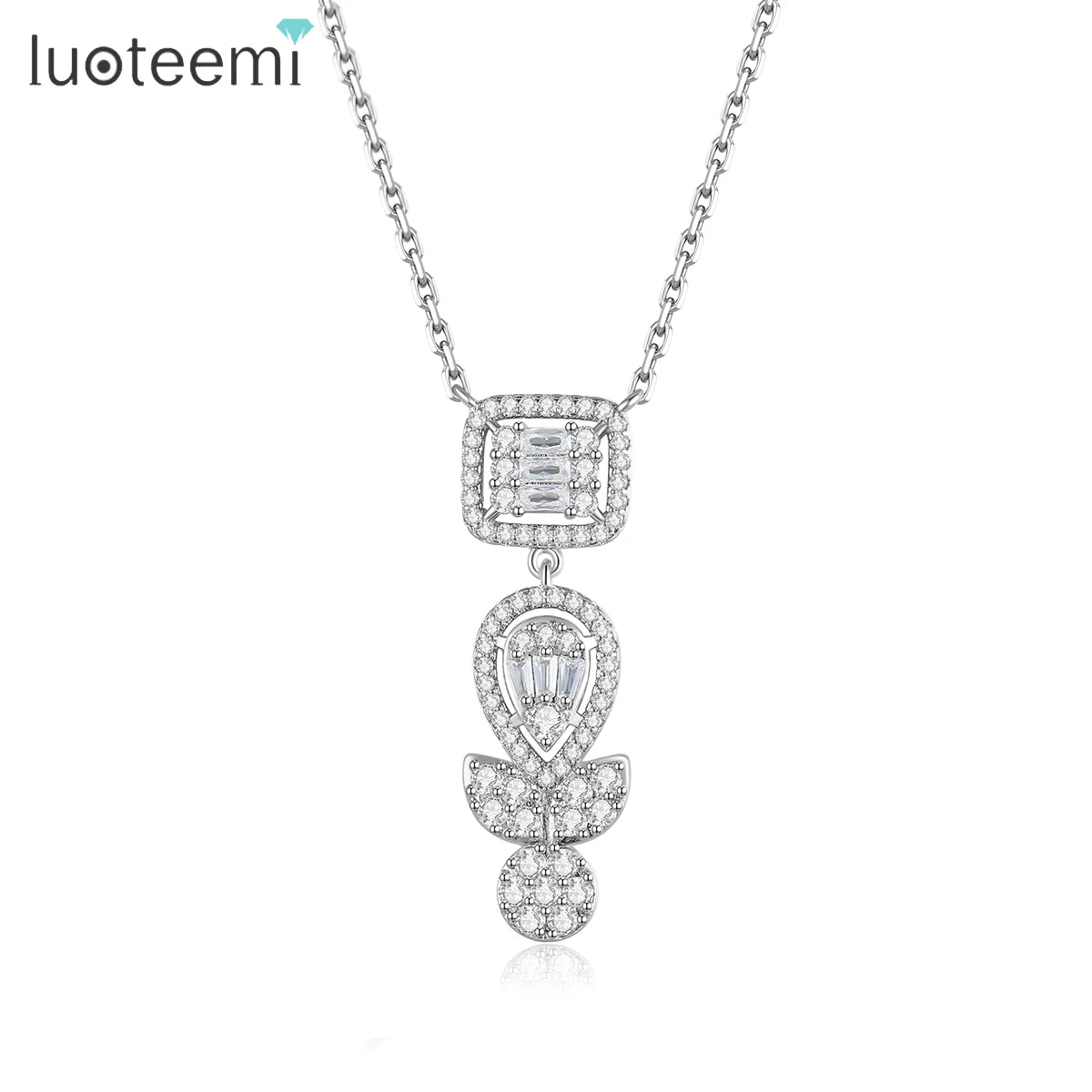 LUOTEEMI Necklace Iced Bling Zircon Dainty Jewelry Trendy Statement Woman Fashion Designer Diamond Pendant