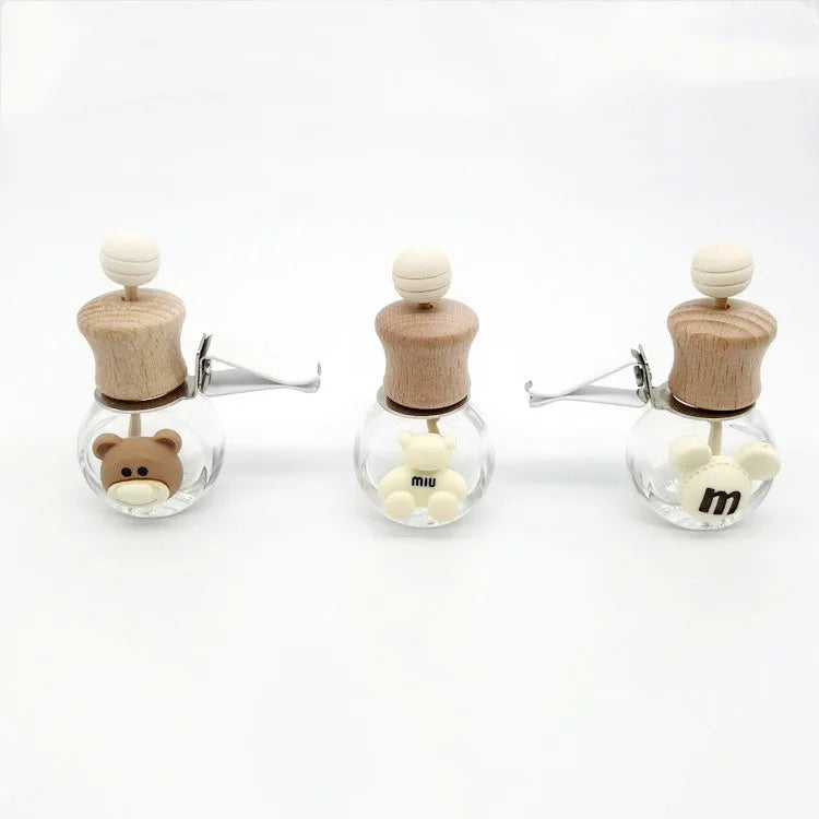 Cartoon Empty Perfume Bottle Essential Oil Container Car-styling Air Freshener Glass Perfume Bottle Air Vent Clip