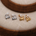 New Trendy Real Gold Plated Brass Mulberry Leaf Pearl Stud Earrings Women DOZM ES21791 Wedding/Anniversary
