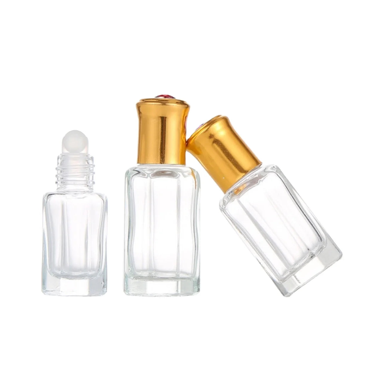 Octagonal 9ml 12ml Roll on Perfume Oil Bottle Glass Essential Oil Cream Golden Lid 3ml 6ml Roller Bottle Perfume Dispenser