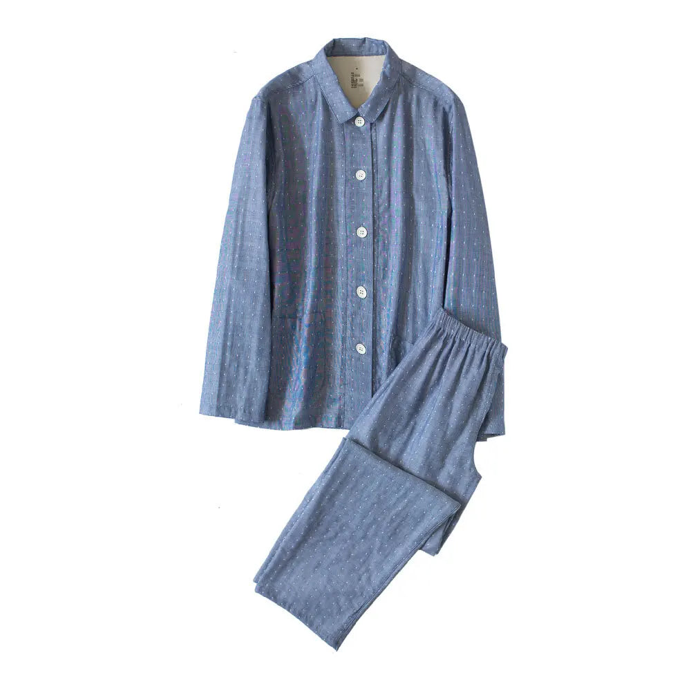 Men Cotton Flannel Pajama Sets 100% Cotton Double Layer Yarn Printed Pajama Sets Men Cotton Long Pajamas Set