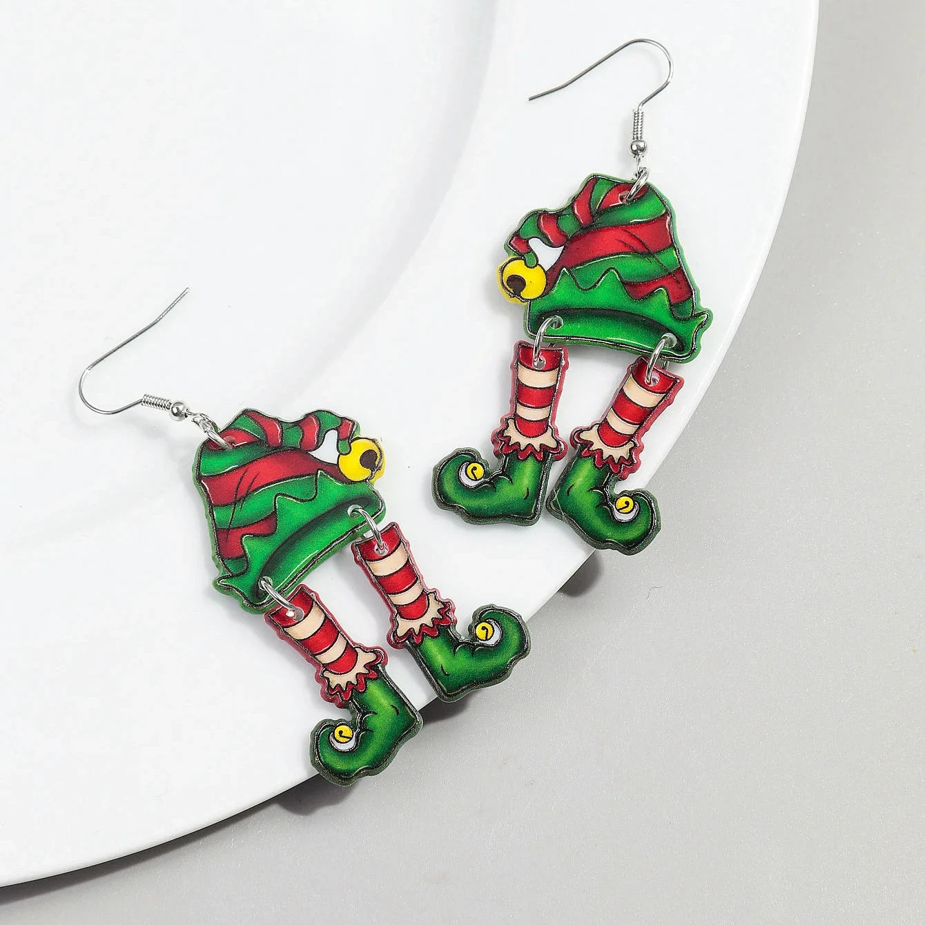 Hot Fashion Christmas Party Jewelry Hip Hop Santa Hat Boots Striped Socks Cute Acrylic Drop Earrings for Women