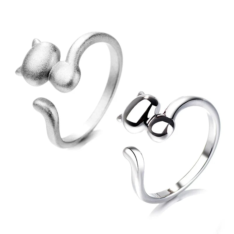 Korean New Fashion Adjustable Cute Little Animal Ring Adjustable Cute Opening Cat Finger Ring Women
