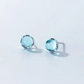 S925 Sterling Silver Aurora Cute Earrings Gradient Blue Sweet Stud Earrings Synthetic Colourful Glaze Stone Earrings Women