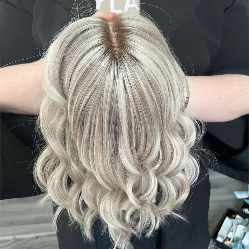 Unprocessed European Remy Human Hair Topper for Women Small Mini Mono Base Hair Topper With PU Around and Full Hair End
