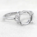 Sterling Silver 9*9mm Semi Mount Ring Empty Frame Blank Support Claw Setting S925 Base Holder Without Center Stone for DIY Inlay
