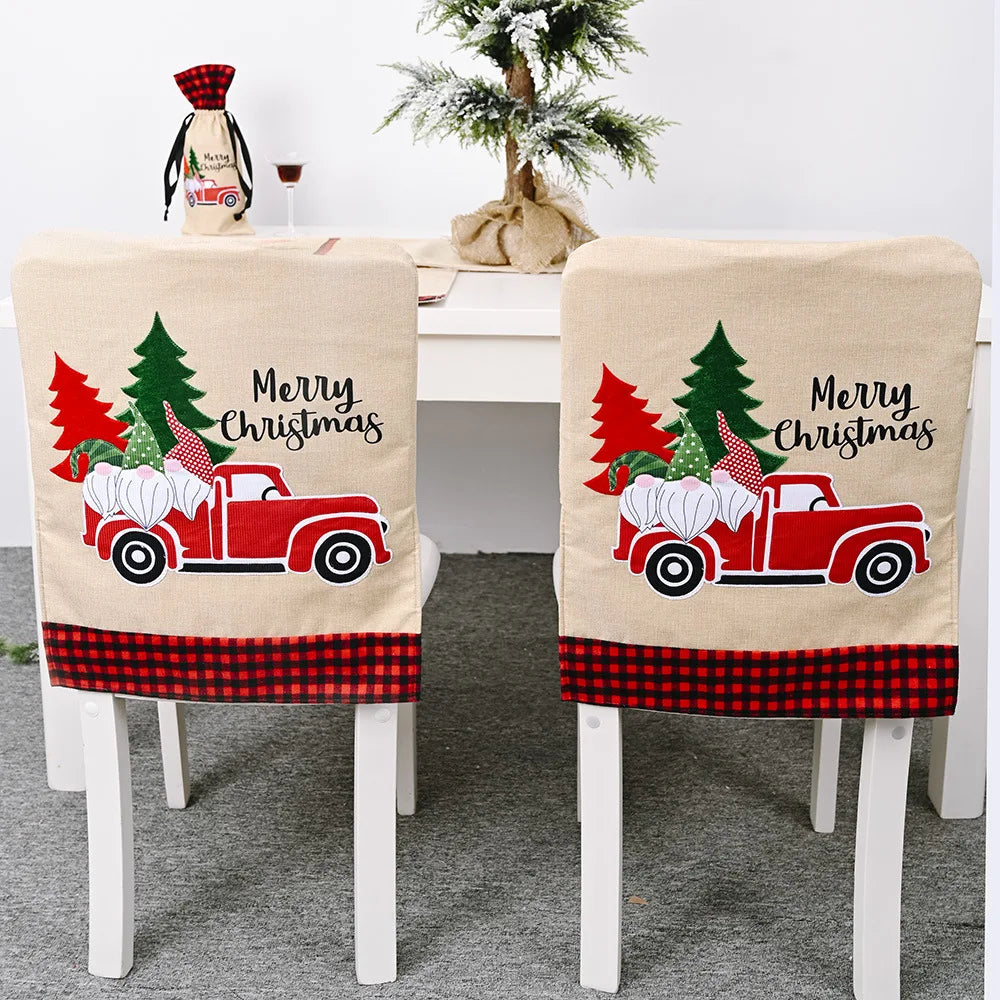 2026 Hot Selling Forest Elderly Christmas Chair Cover Stool Cover Christmas Decoration Dining Xmas Christmas Chair Cover
