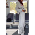 Trending Product Clothing Custom Puff Print Sweatsuit Cotton Tracksuit 2 Piece Jogging Suits Wide Leg Sweatpants and Hoodie Set