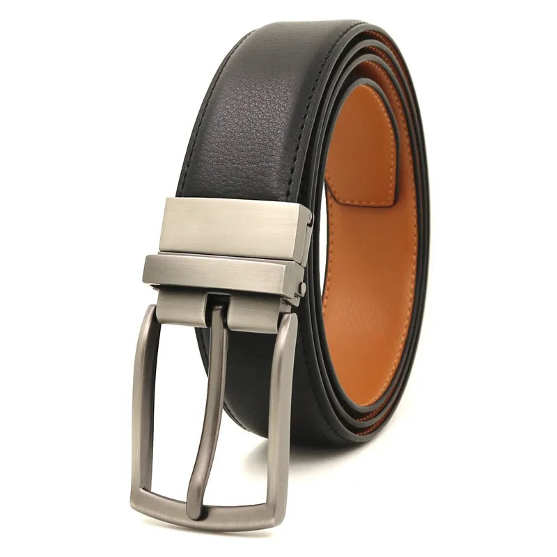 LQbelt Men's Pin Buckle Belt Genuine Leather Reversible Belts Rotating Buckle Wholesale Factory Custom LOGO