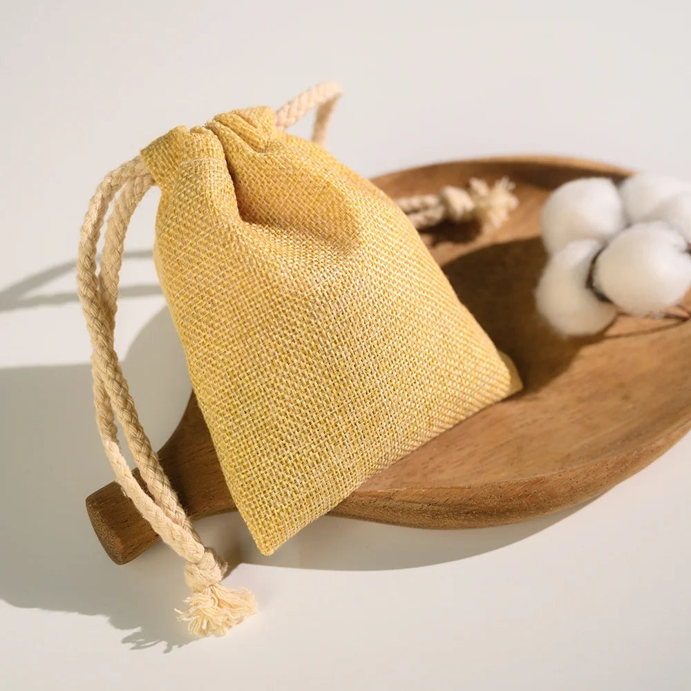 Eco Friendly Linnet Drawstring Linen-Looking Packaging Pouch Small Style String Gift Bag Personalized Logo Custom LOGO