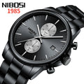 China Factory NIBOSI 2612 Men Business 3ATM Water Proof Chronograph Stainless Steel Bands Strap Complete Calendar Quartz Watch