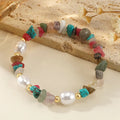 Luxury Pearl Copper Beads Colorful Gravel Semi-precious Stone Bracelet Vintage Ethnic Style Beaded Bracelet for Women