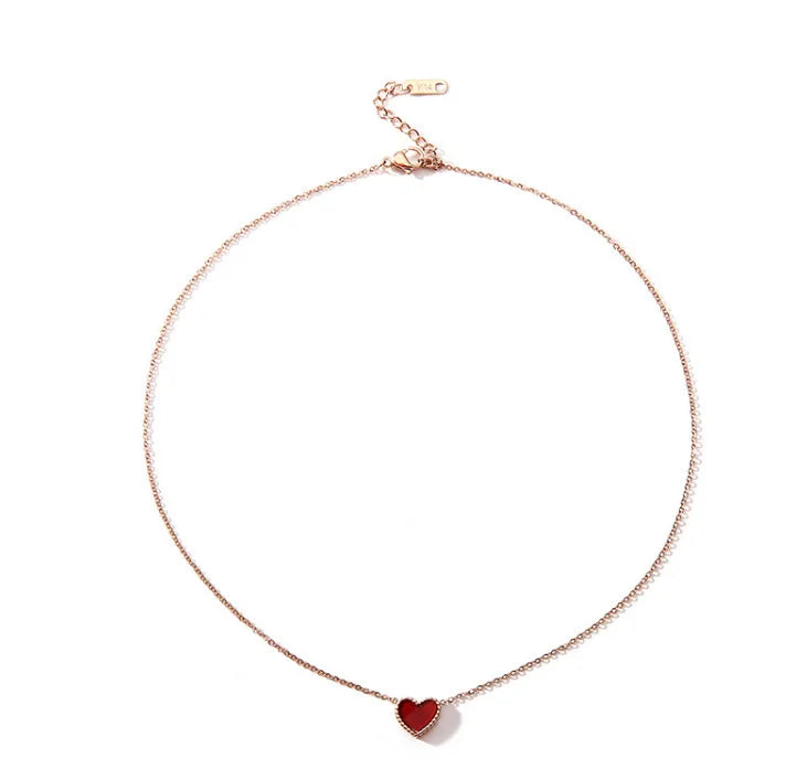 Big Brand Fashion Heart-Shape Link Non-Fading Red Love Pendant Tassel PU Titanium Steel Necklaces Snake Made Stainless Steel
