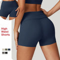 CNSHELL Custom Logo Folded High Waist Scruch Butt Brushed Fabric Yoga Fitting Fitness Running Gym Shorts
