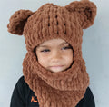 S9435 Hot Sale 2023 Cute Boys Girls Windproof Balaclava Chunky Thick Fluffy Chenille Hats Thermal Ski Mask with Bear Ears